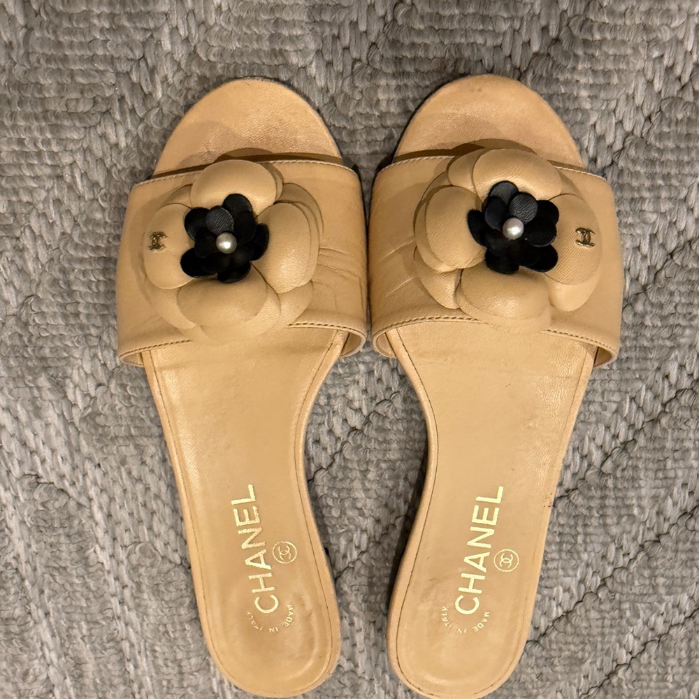 Chanel Beige Open Toe Slide
